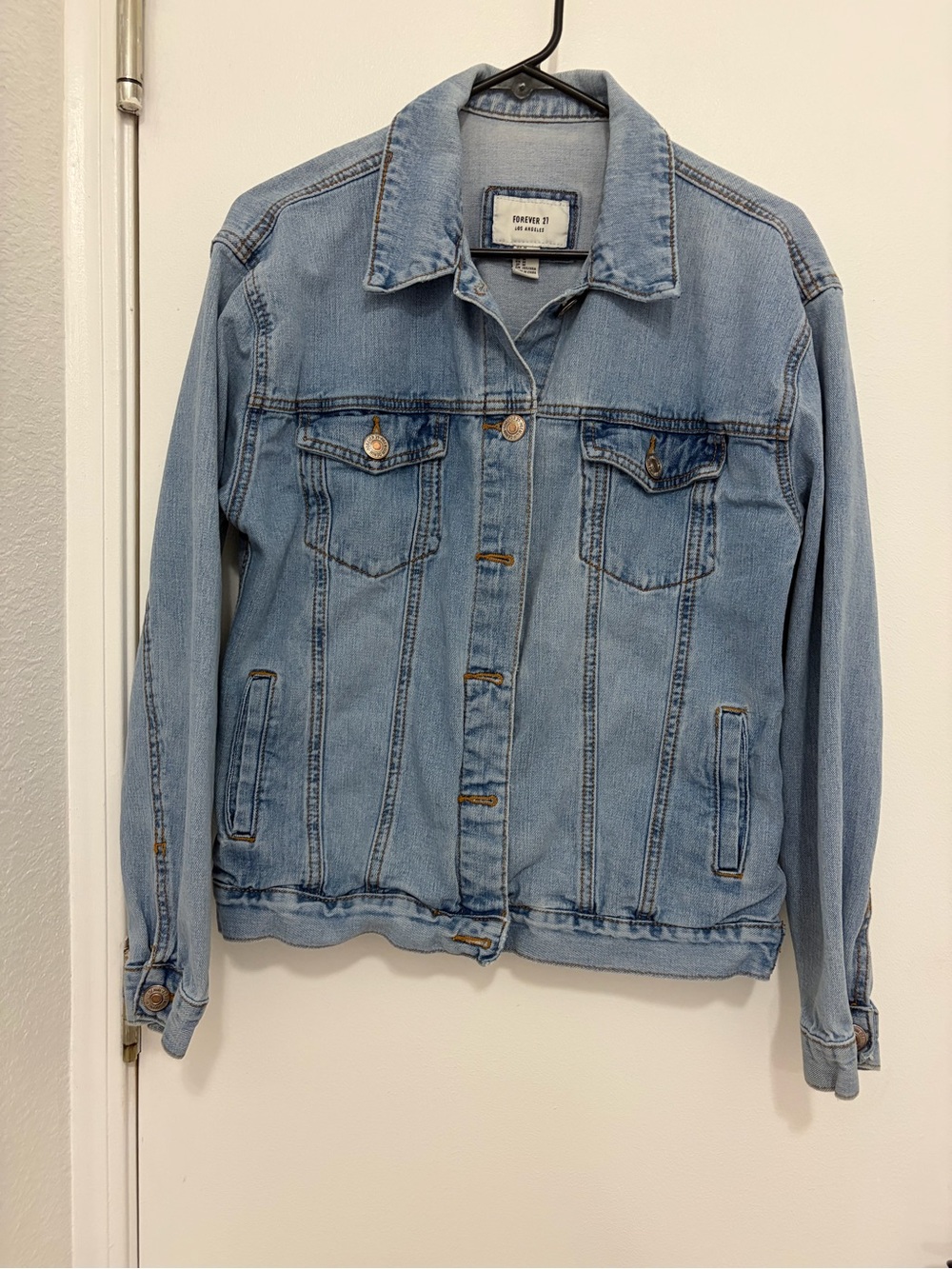 Forever 21 Light Wash Denim Jacket - Pale Blue